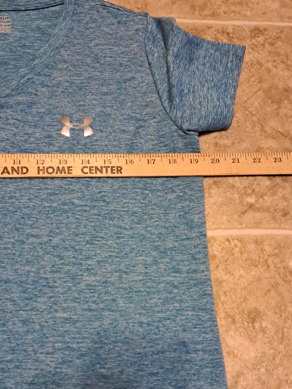 Lot Of 2 Under Armour Heat Gear- Blue Heather- Gray Heather Performance Tee - Picture 4 of 13